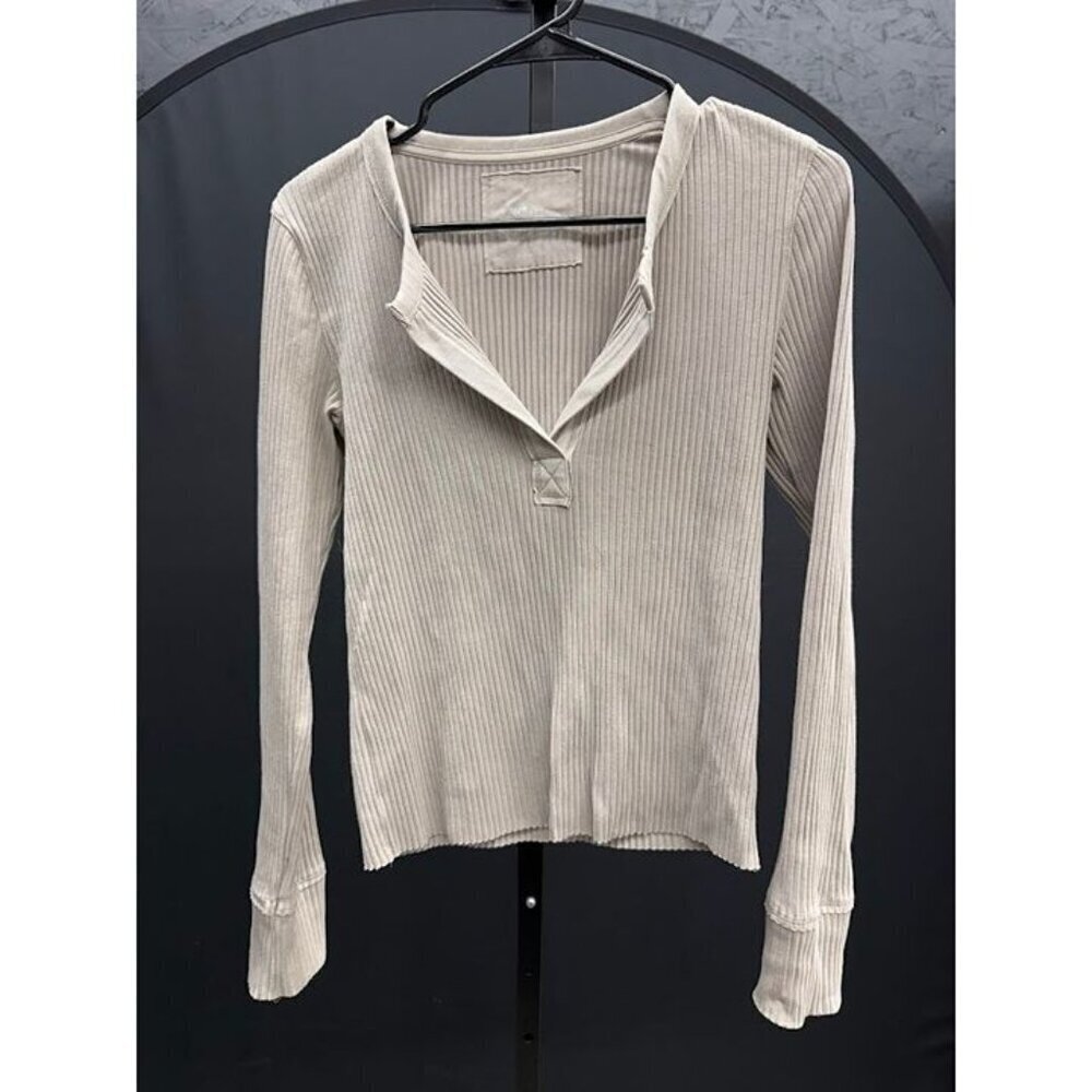 Aerie Tan Ribbed V-Neck Tee
